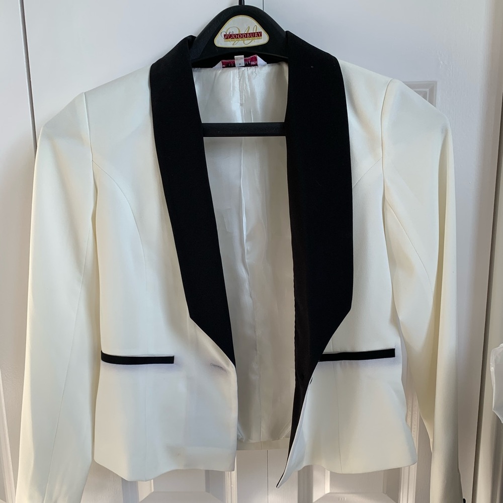 White black womens blazer